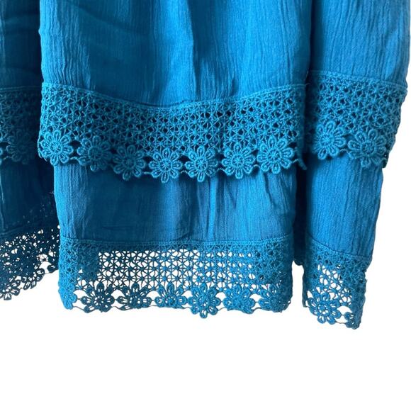 Forever 21 teal boho sleeveless blouse size small - Picture 5 of 6